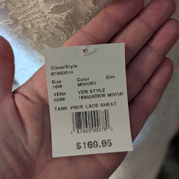 DB STUDIO NWT Allover Lace V-Neck Sheath Wedding Dress size 16W - never altered - Picture 11 of 14